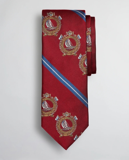 Limited Edition Archival Collection Nautical Crest and Rep Stripe Silk Tie, image 1