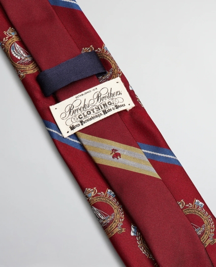 Limited Edition Archival Collection Nautical Crest and Rep Stripe Silk Tie, image 2