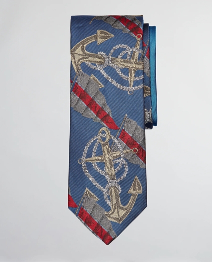 Limited Edition Archival Collection Anchor Motif Silk Tie