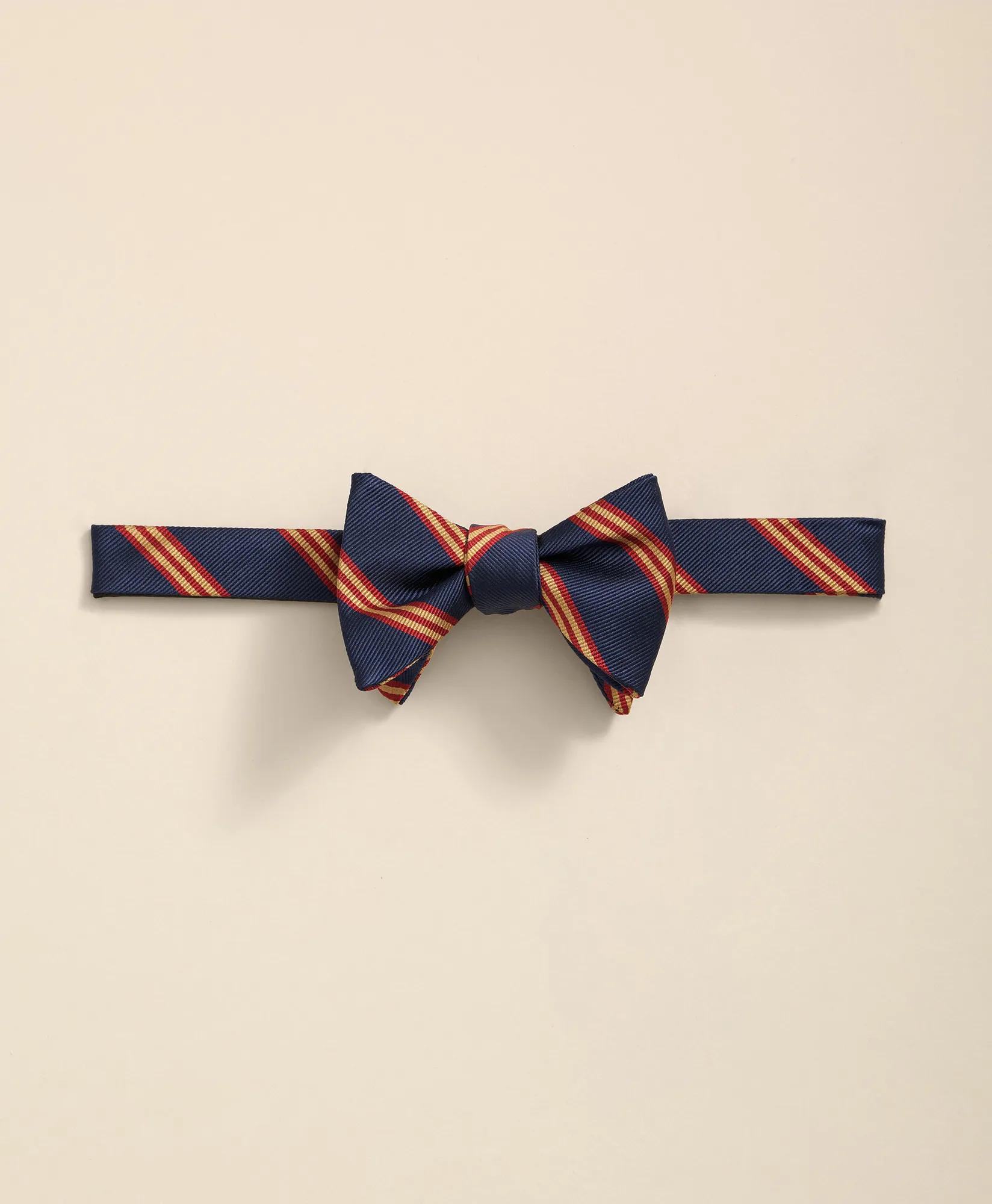 Mini Stripe Bow Tie - Navy-Burgundy