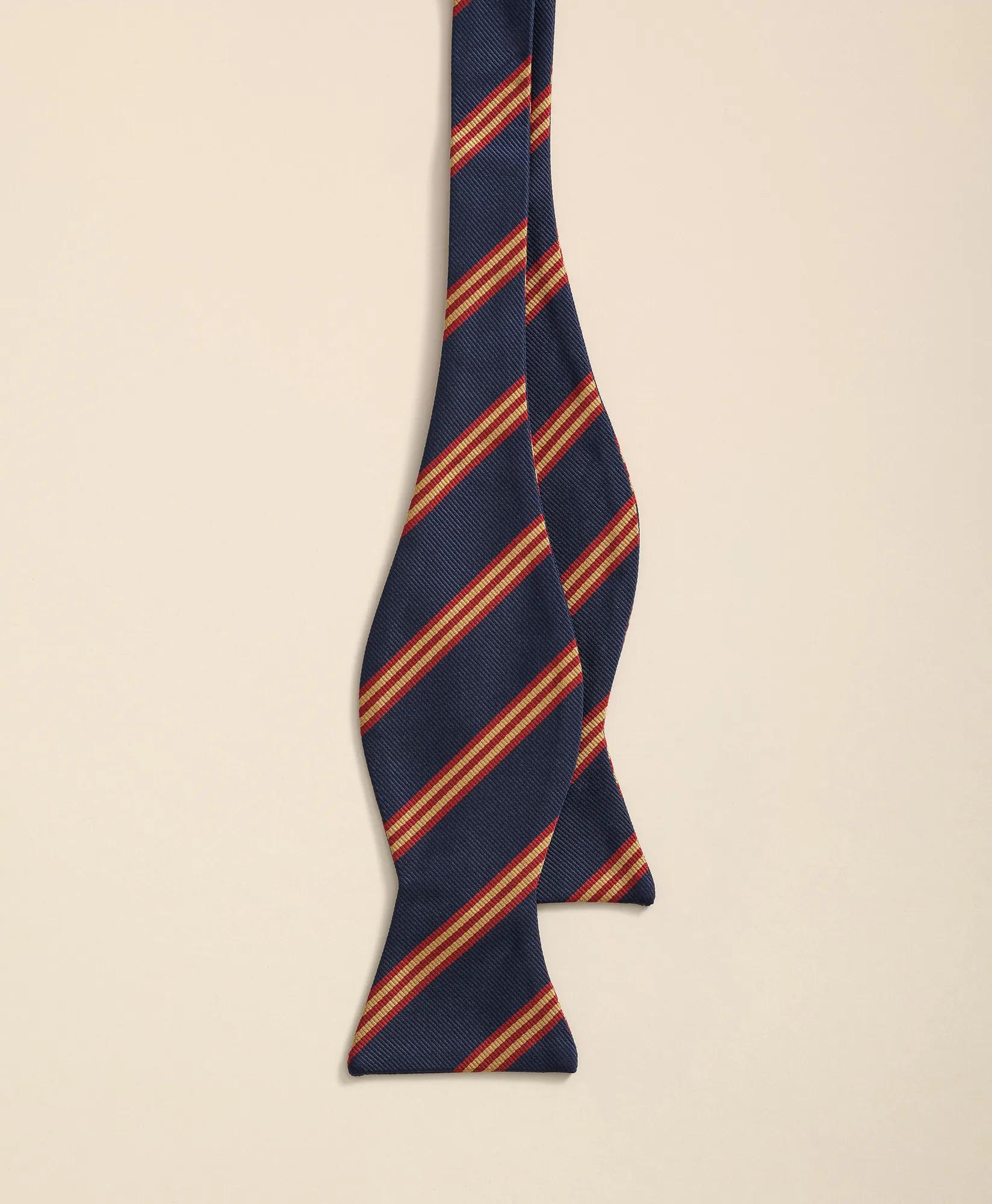 Mini Stripe Bow Tie - Navy-Burgundy