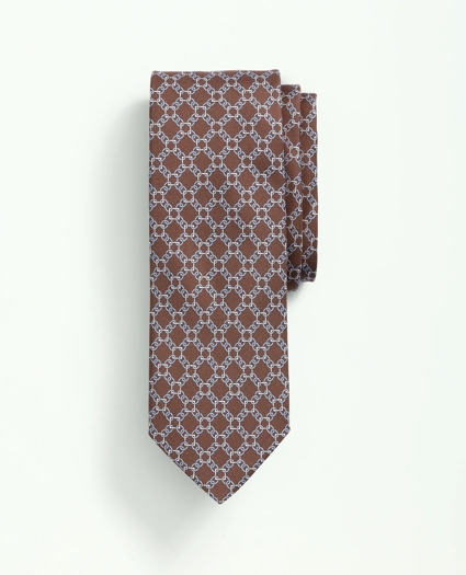 Silk Link Grid Print Tie