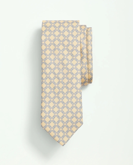 Silk Link Grid Print Tie
