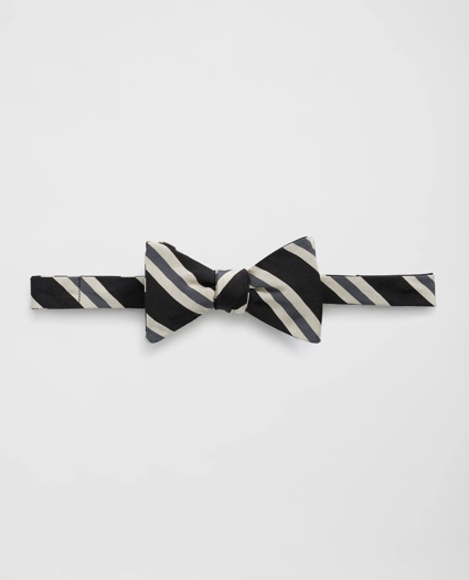 Silk-Cotton Mogador Frame Stripe Bow Tie, image 1