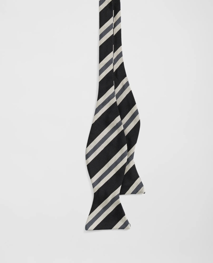 Silk-Cotton Mogador Frame Stripe Bow Tie, image 2