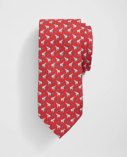 Elephant Motif Silk Tie