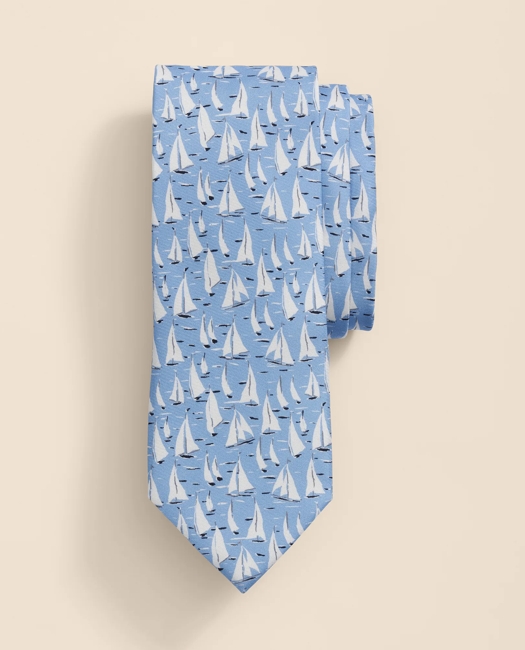 Silk Sailboat Motif Tie