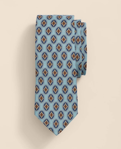 Linen-Silk Geometric Oval Motif Tie