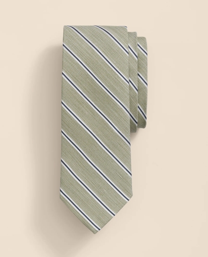 Silk-Linen-Cotton Twill-Stripe Tie