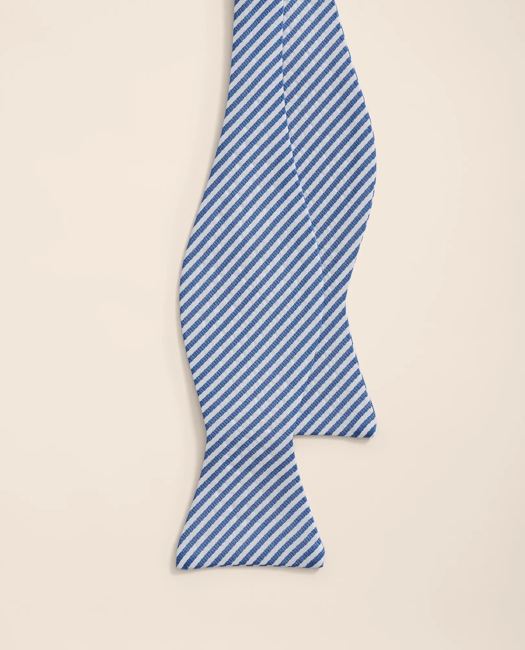 Silk Seersucker Stripe Bow Tie