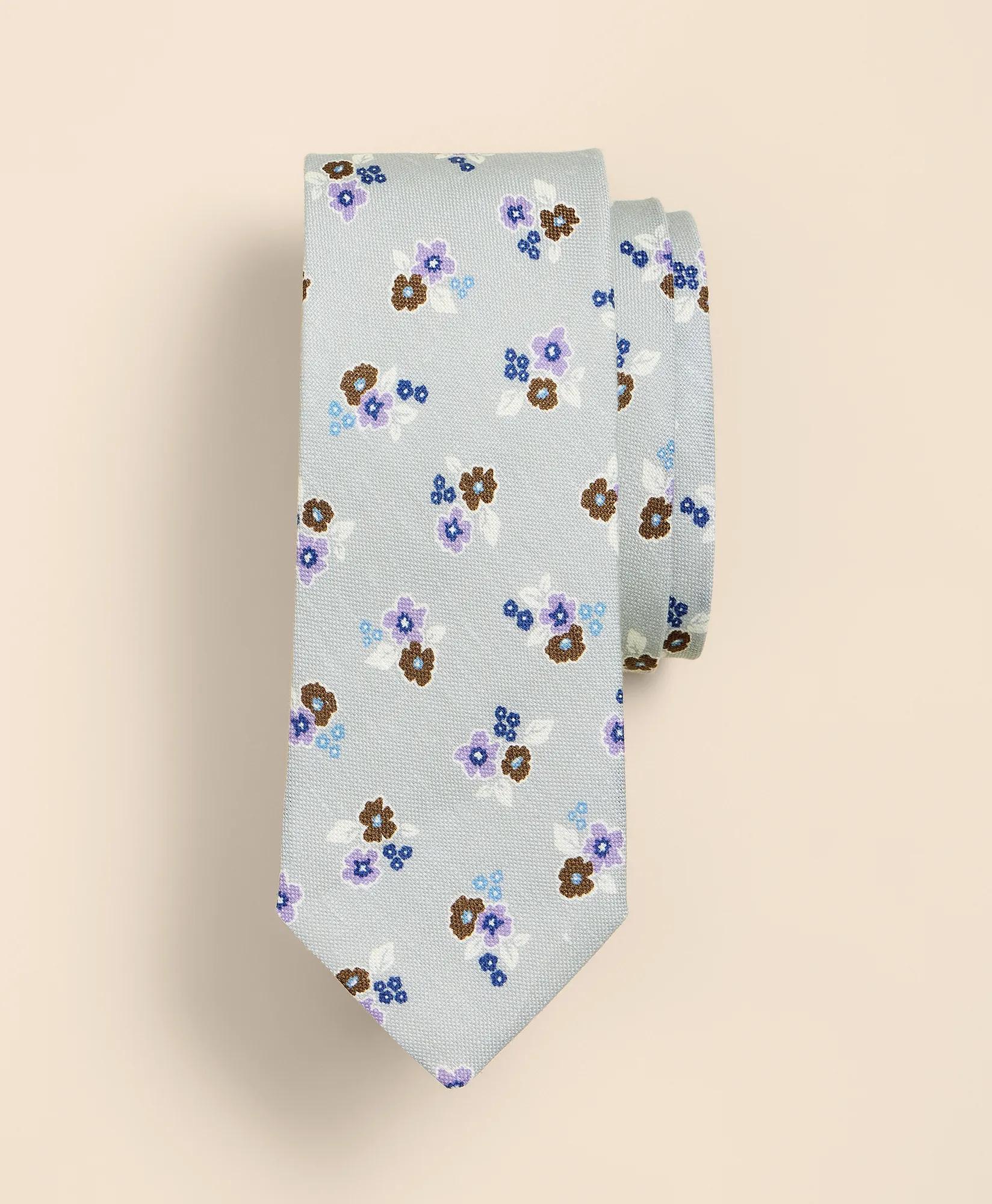 Linen-Silk Floral Tie, image 1