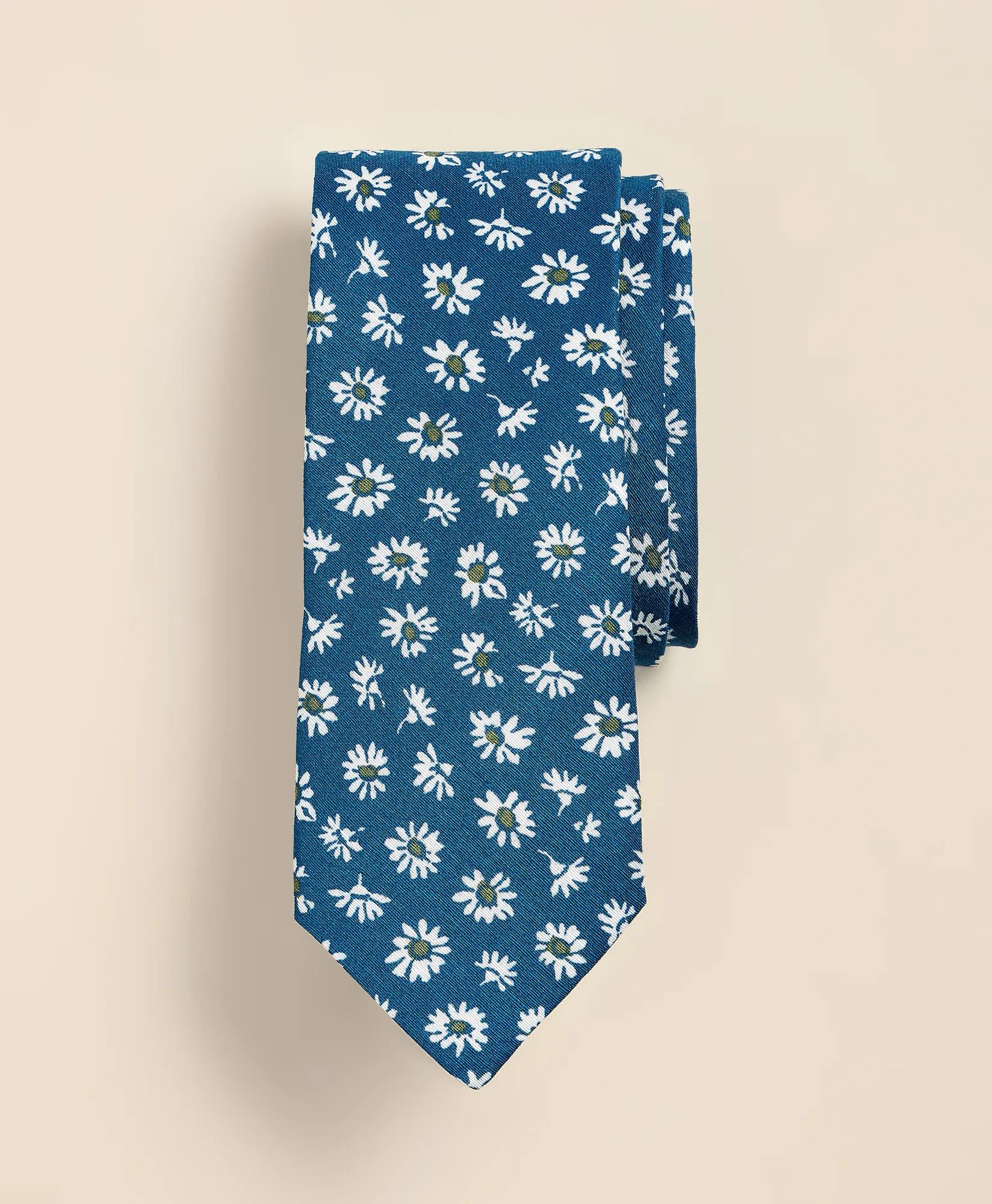 Silk-Linen Daisy Tie, image 1