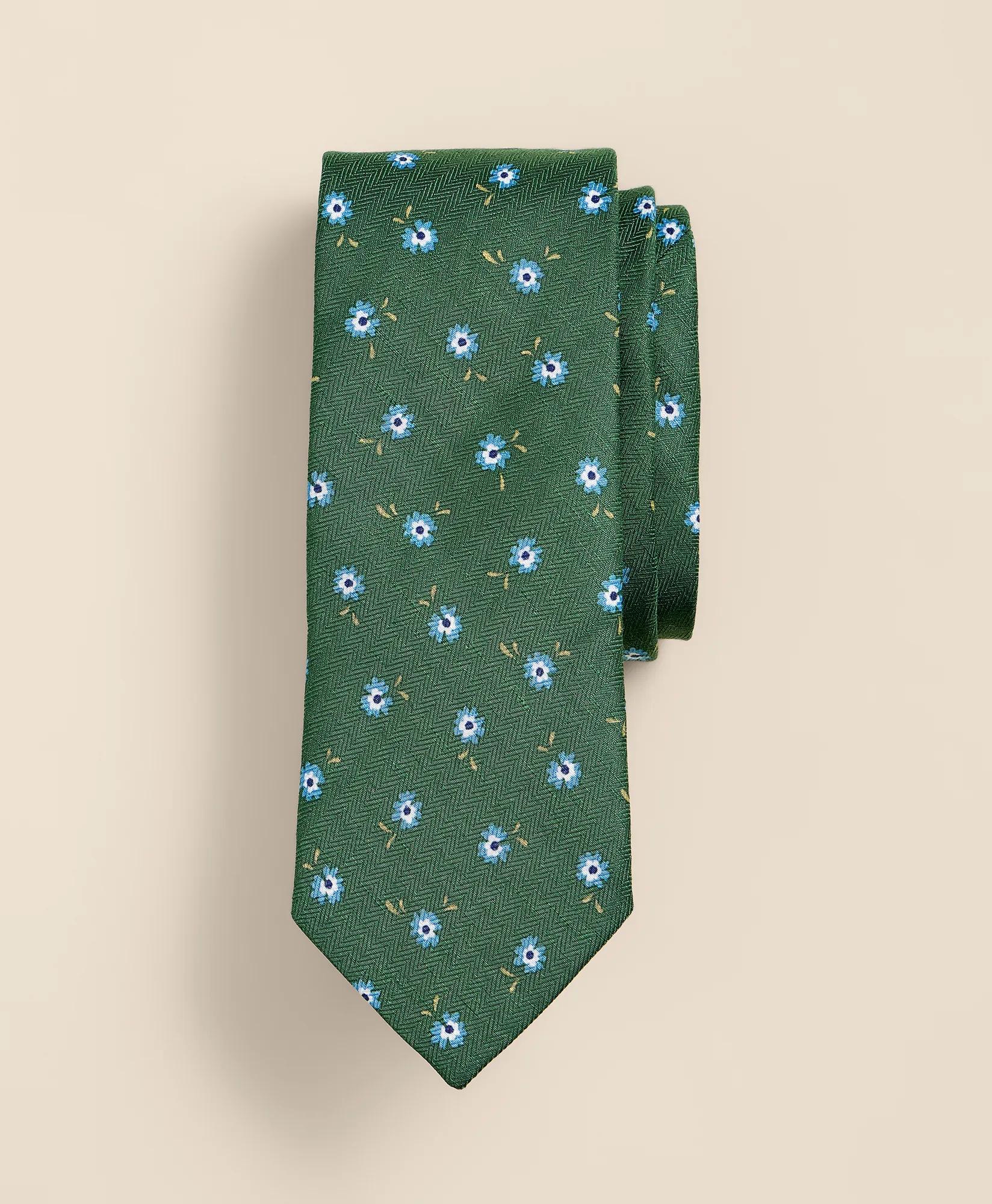 Silk-Linen Flower Tie, image 1