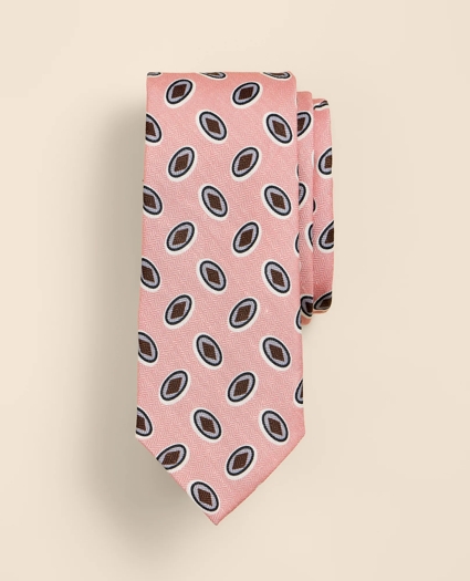 Silk-Linen Geometric Oval Tie