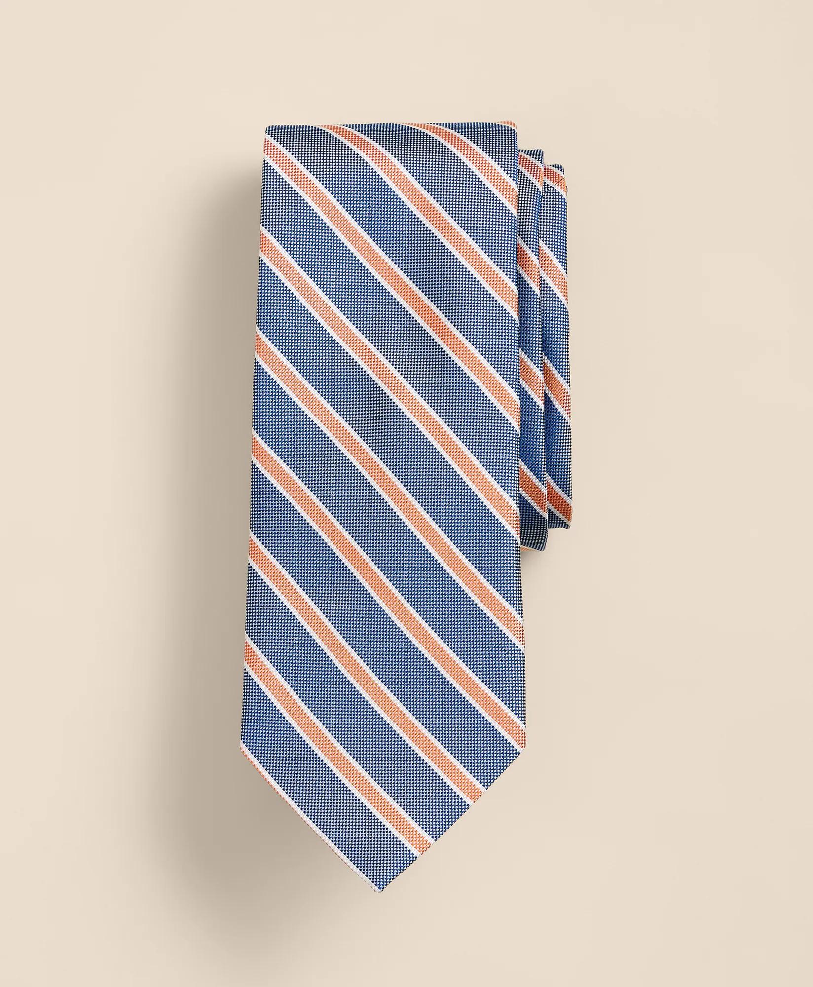 Silk Oxford-Weave Outline Stripe Tie, image 1