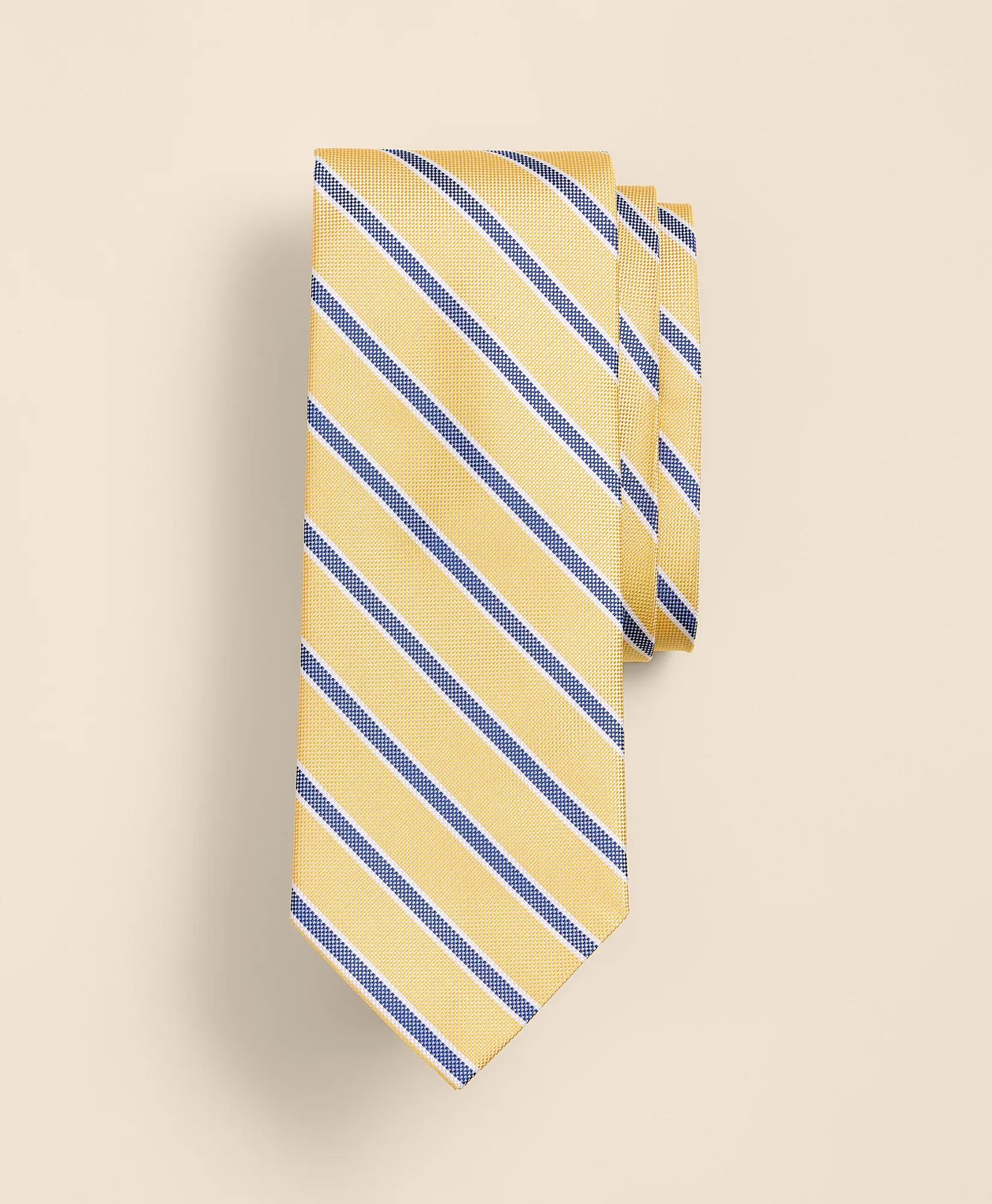 Silk Oxford-Weave Outline Stripe Tie, image 1