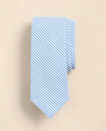 Cotton Seersucker Stripe Tie