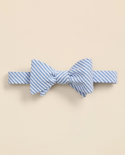 Cotton Seersucker Stripe Bow Tie, image 1