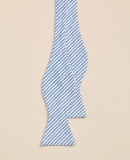 Cotton Seersucker Stripe Bow Tie, image 2