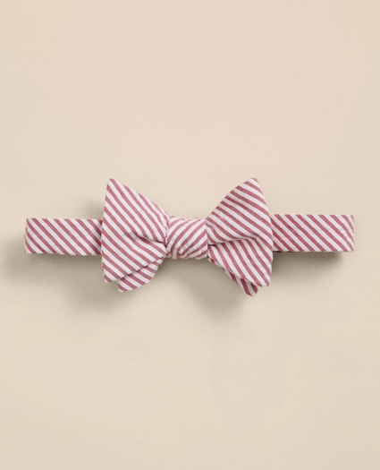 Cotton Seersucker Stripe Bow Tie, image 1