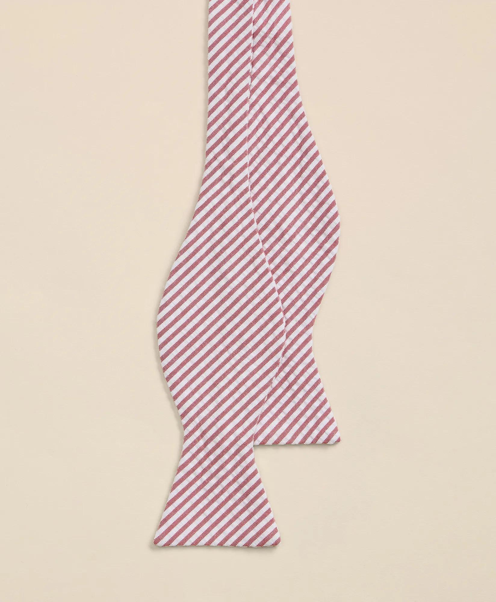 Cotton Seersucker Stripe Bow Tie, image 2