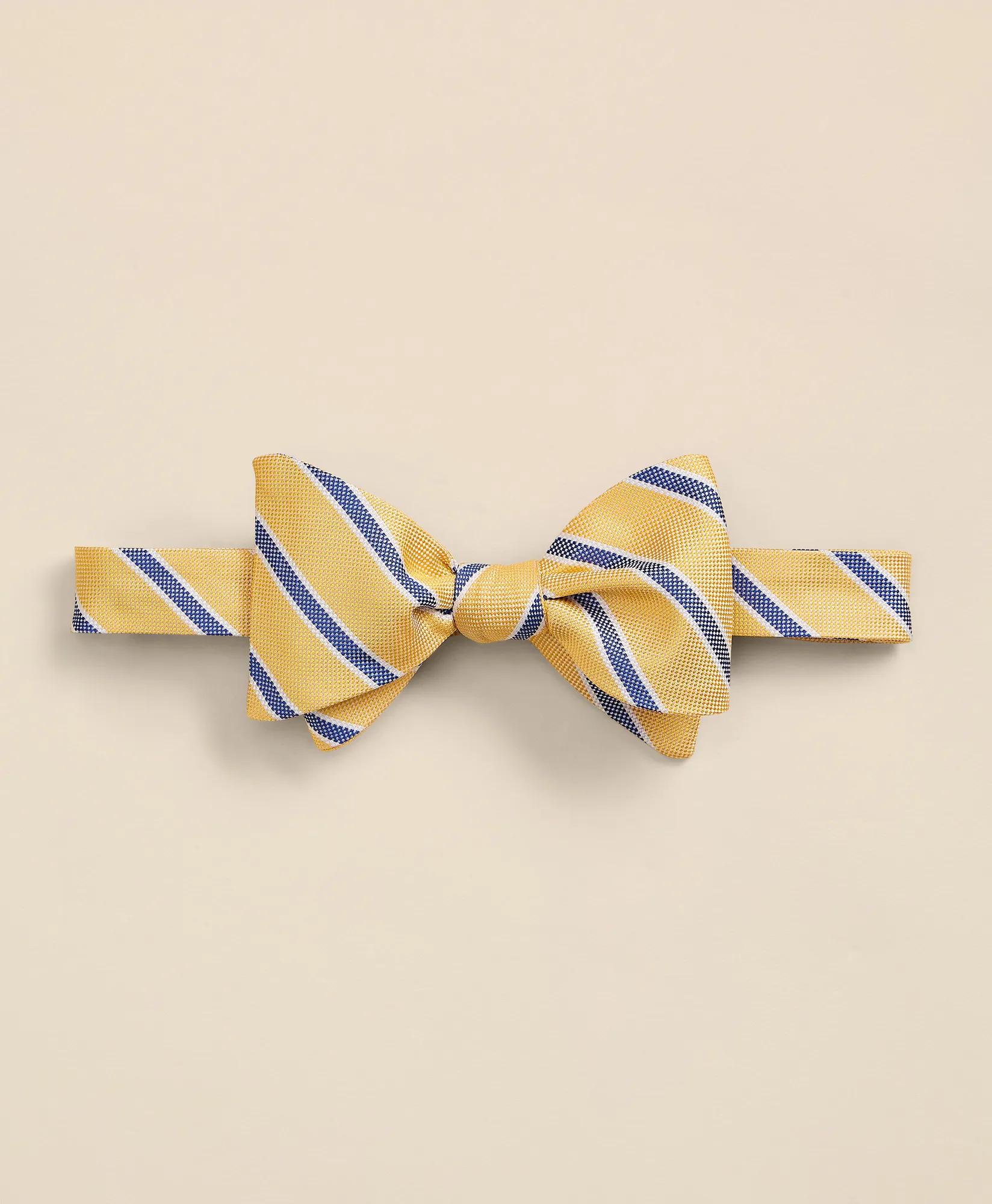 Silk Oxford-Weave BB#2 Rep Stripe Bow Tie, image 1