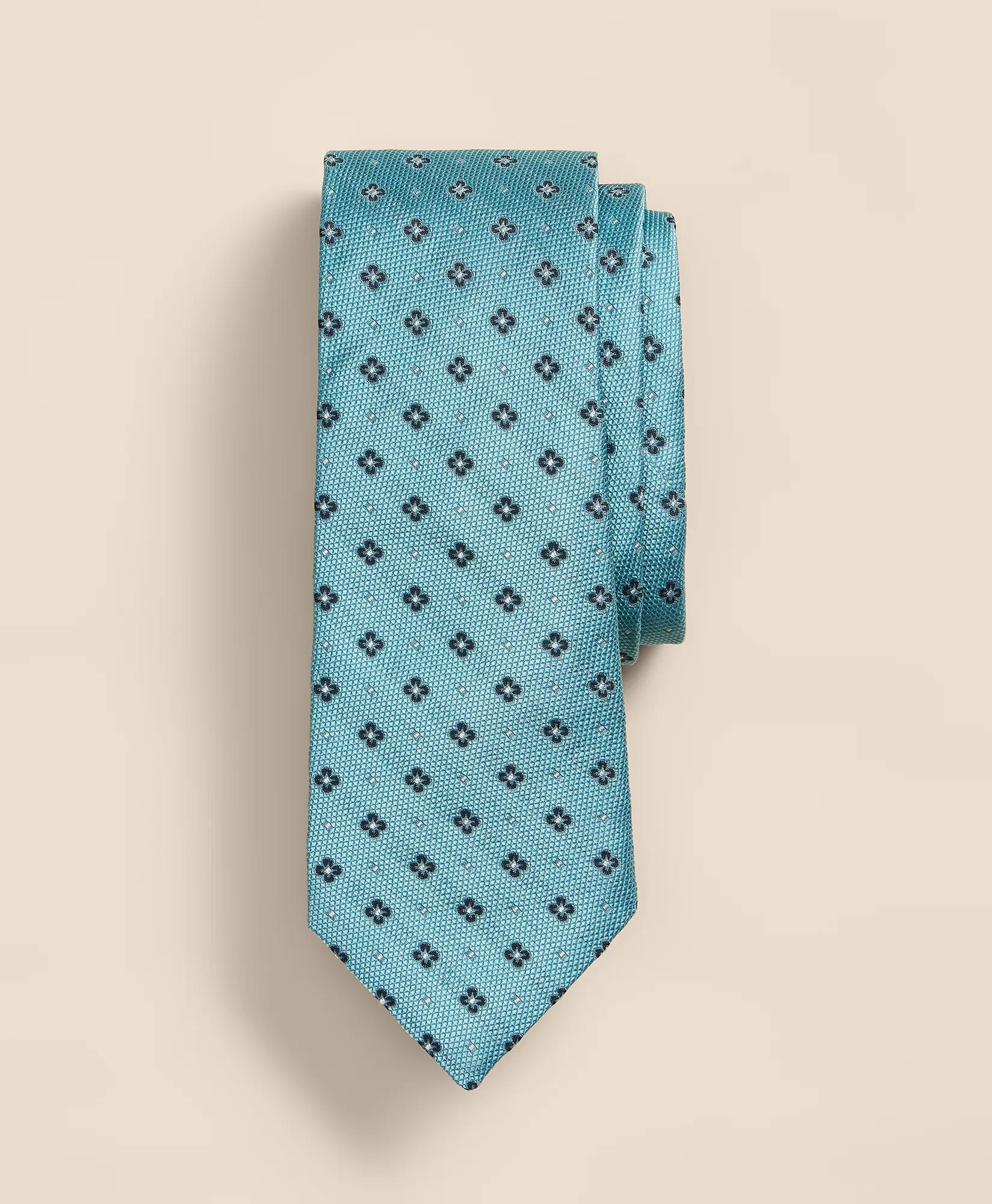 Silk Flower Dot Foulard Tie, image 1