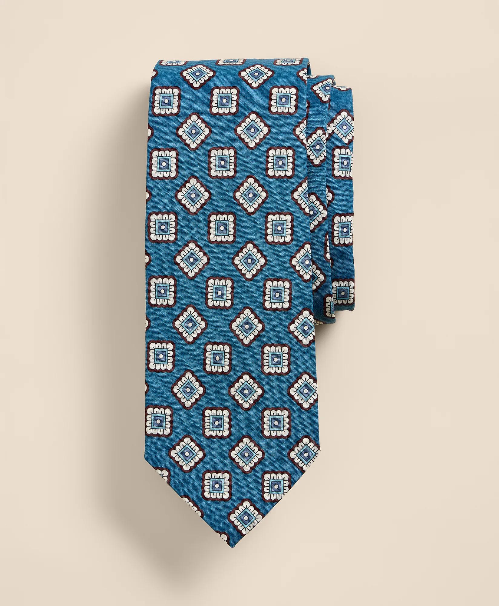 Linen-Silk Foulard Tie, image 1