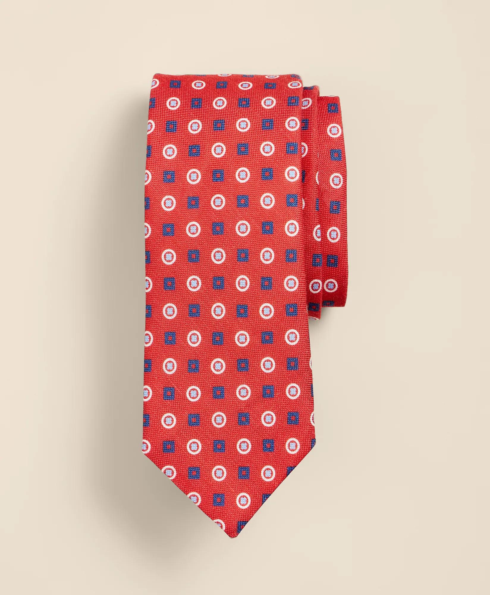 Linen-Silk Circle Foulard Tie, image 1