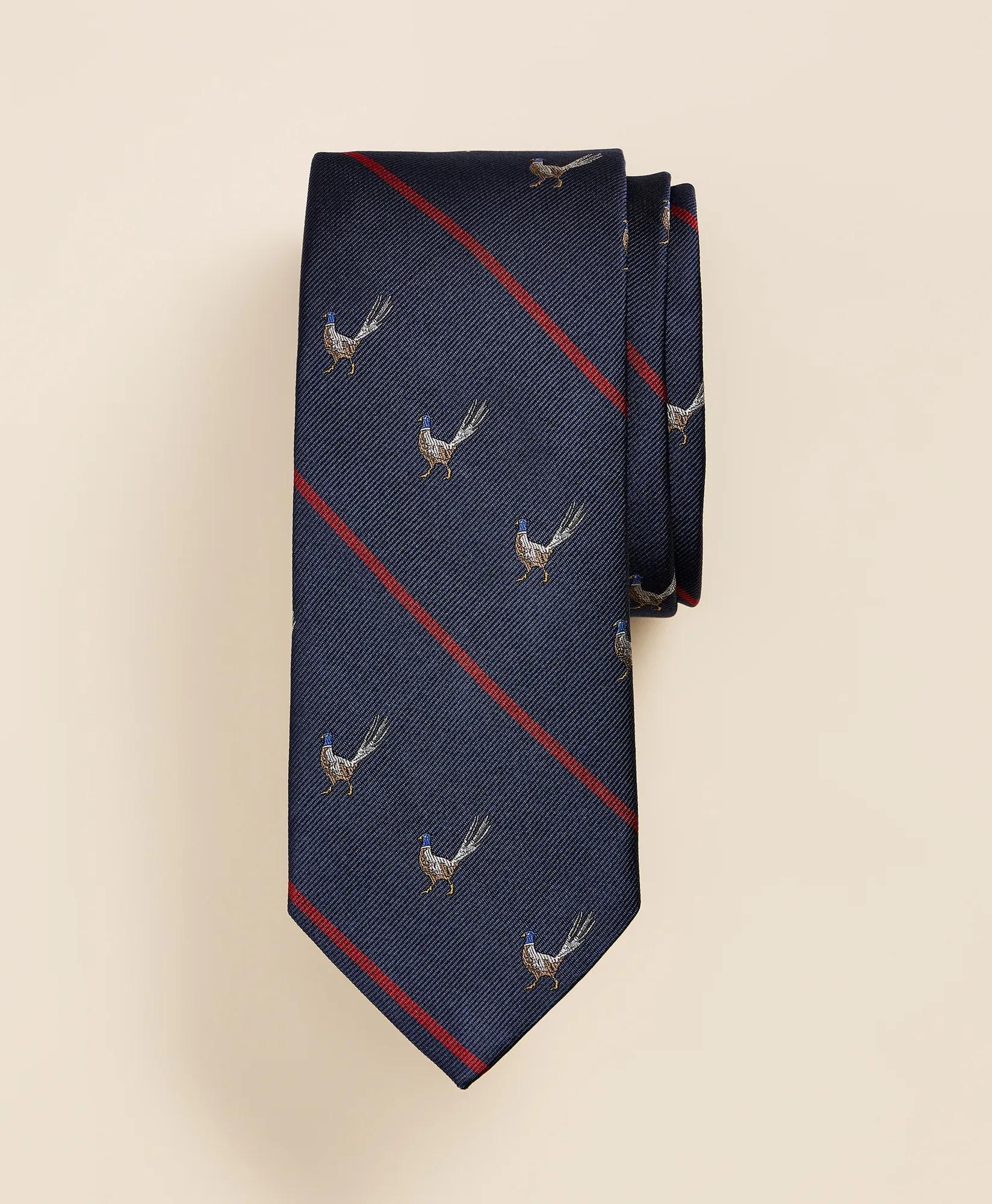 Silk Rep-Stripe Pheasant Tie, image 1