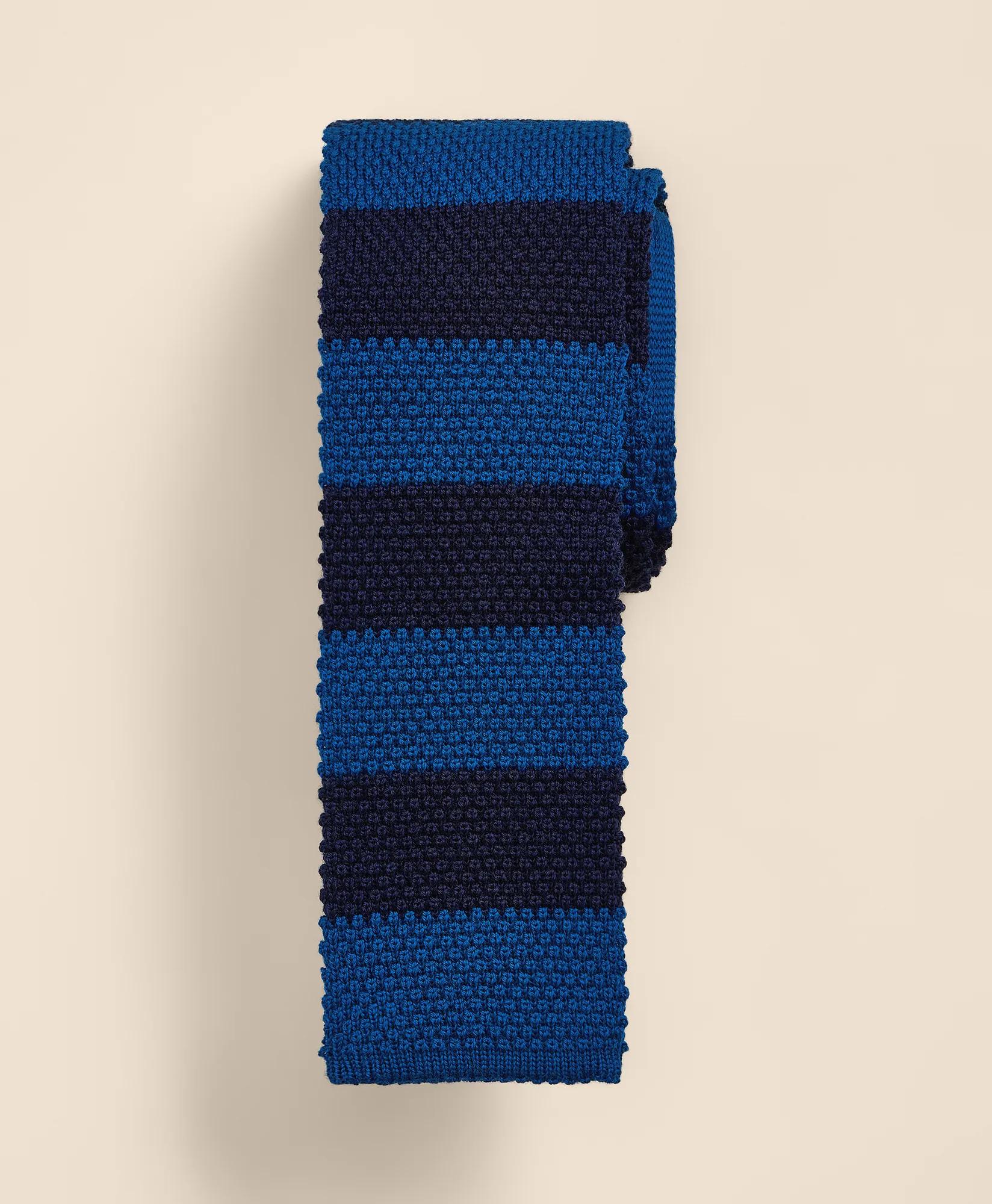 Wool Rugby-Stripe Knit Tie, image 1