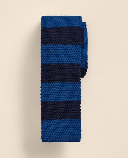 Wool Rugby-Stripe Knit Tie