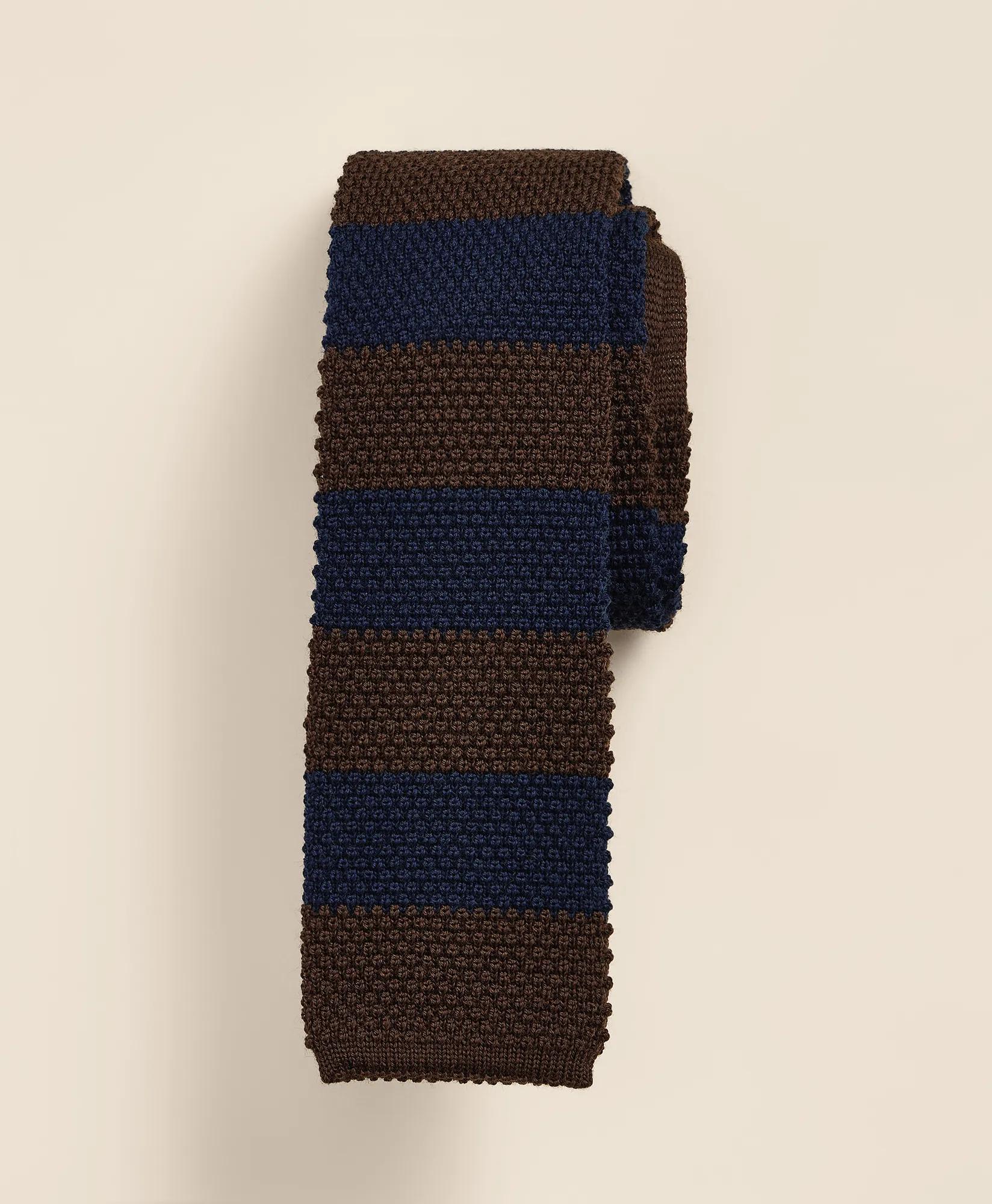 Wool Rugby-Stripe Knit Tie, image 1