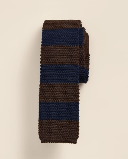 Wool Rugby-Stripe Knit Tie