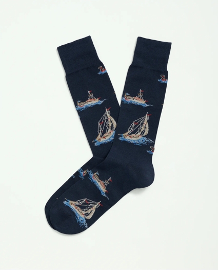 Cotton Blend Sailboat Socks