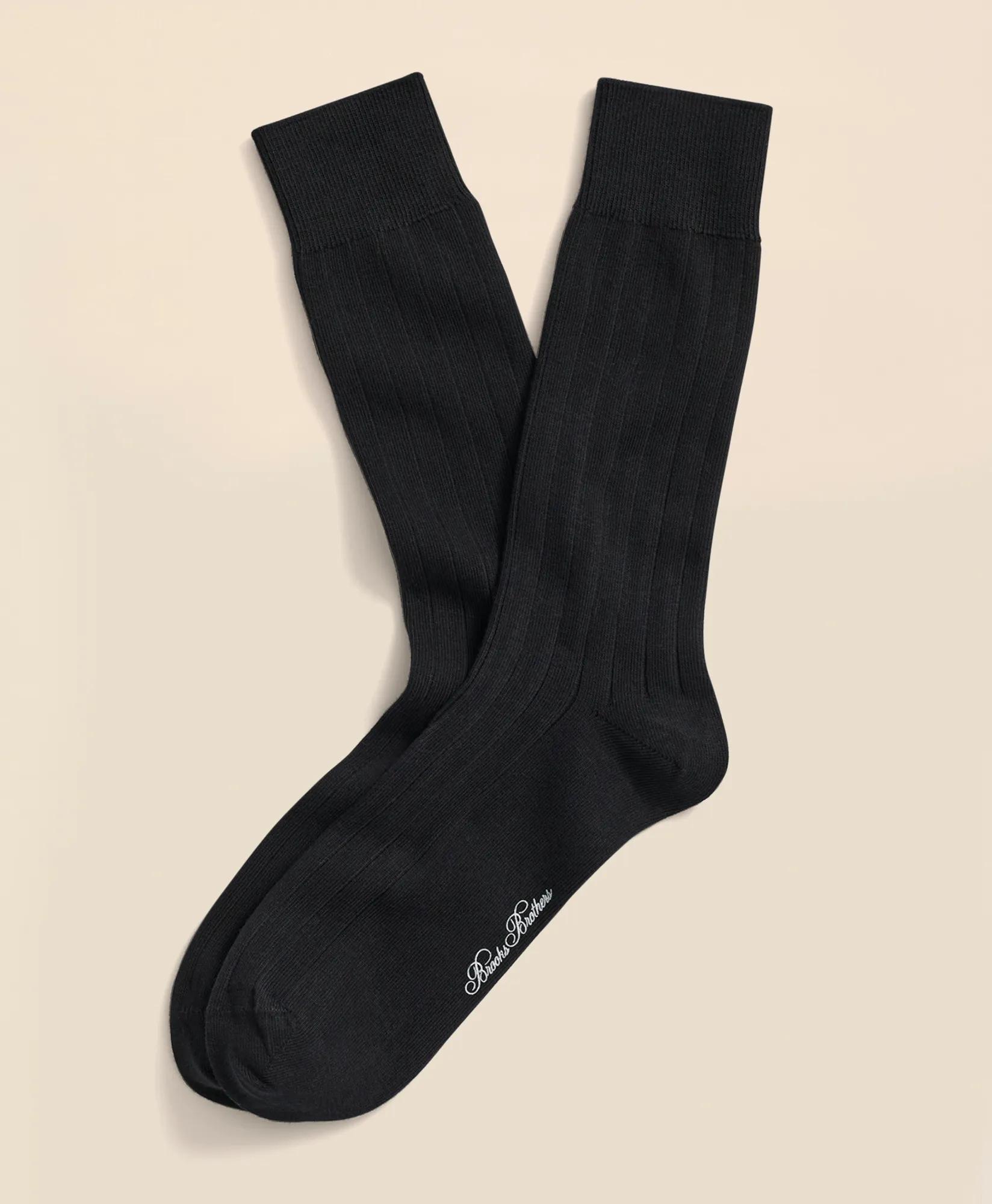 Cotton Blend Ribbed Crew Socks, image 1