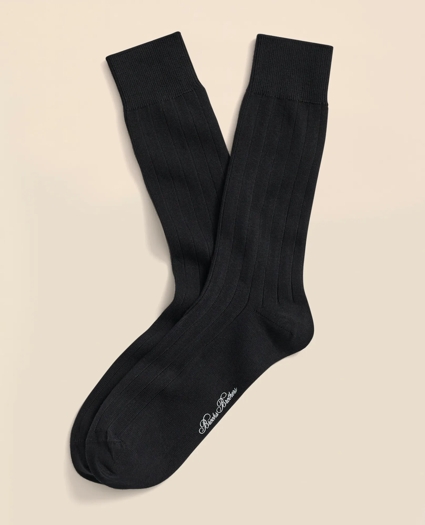 Cotton Blend Ribbed Crew Socks