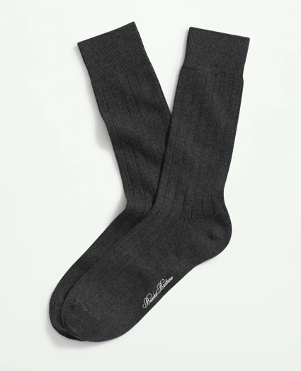 Cotton Blend Ribbed Crew Socks