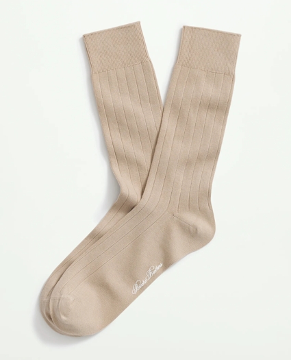 Cotton Blend Ribbed Crew Socks