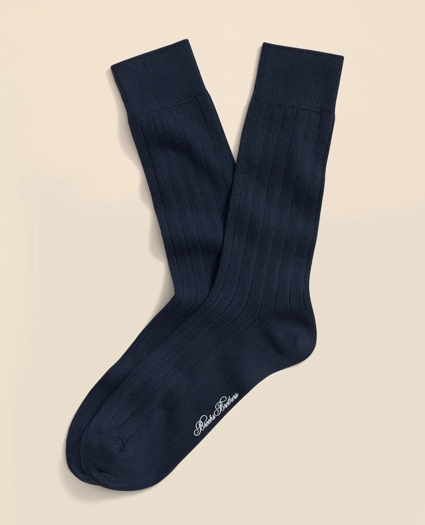 Cotton Blend Ribbed Crew Socks