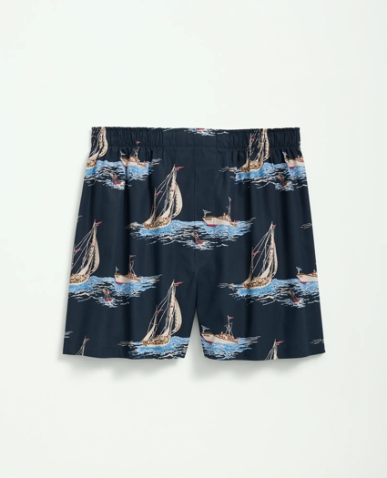 Cotton Broadcloth Sailboat Print Boxers, image 1