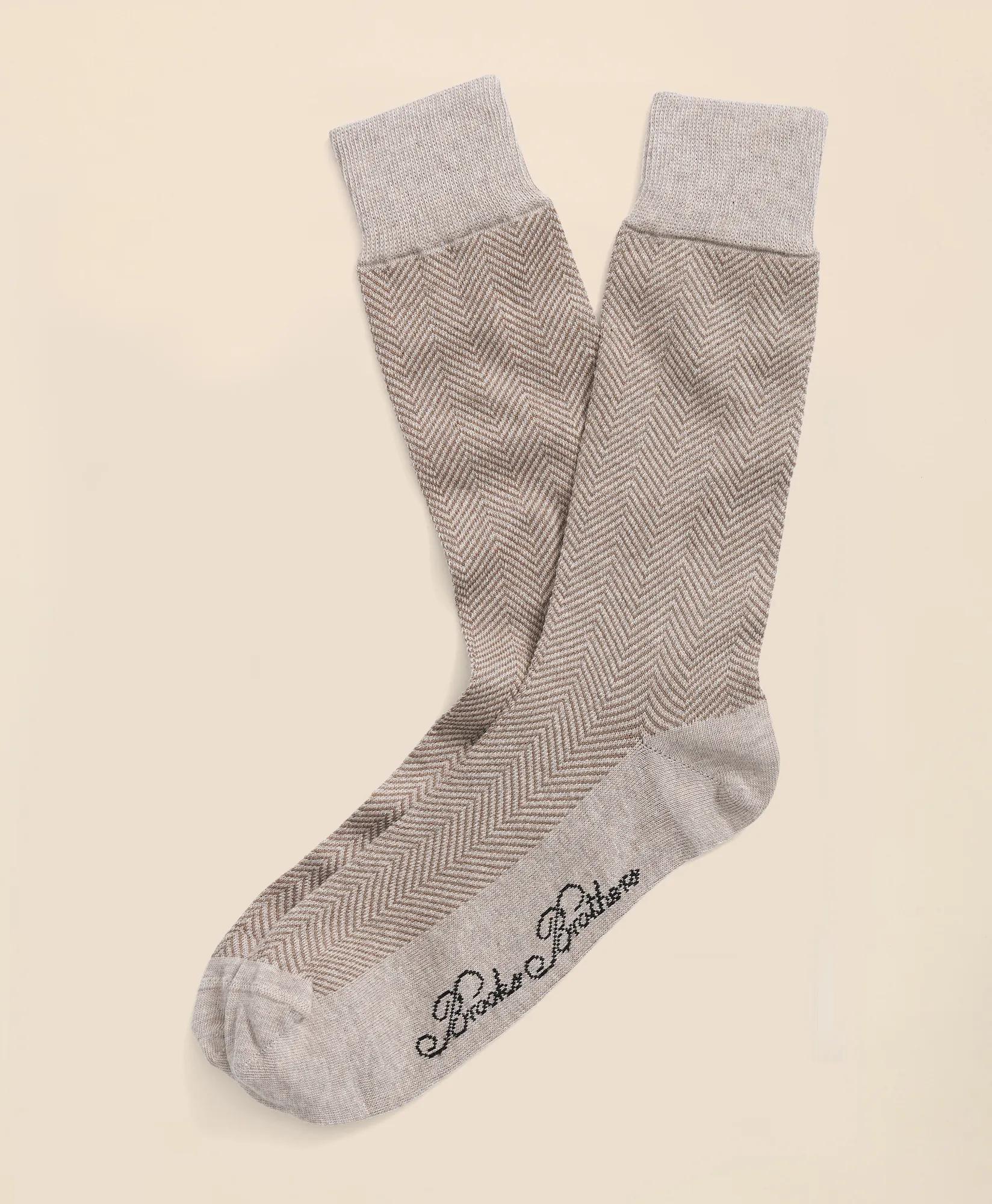 Cotton Blend Herringbone Socks, image 1
