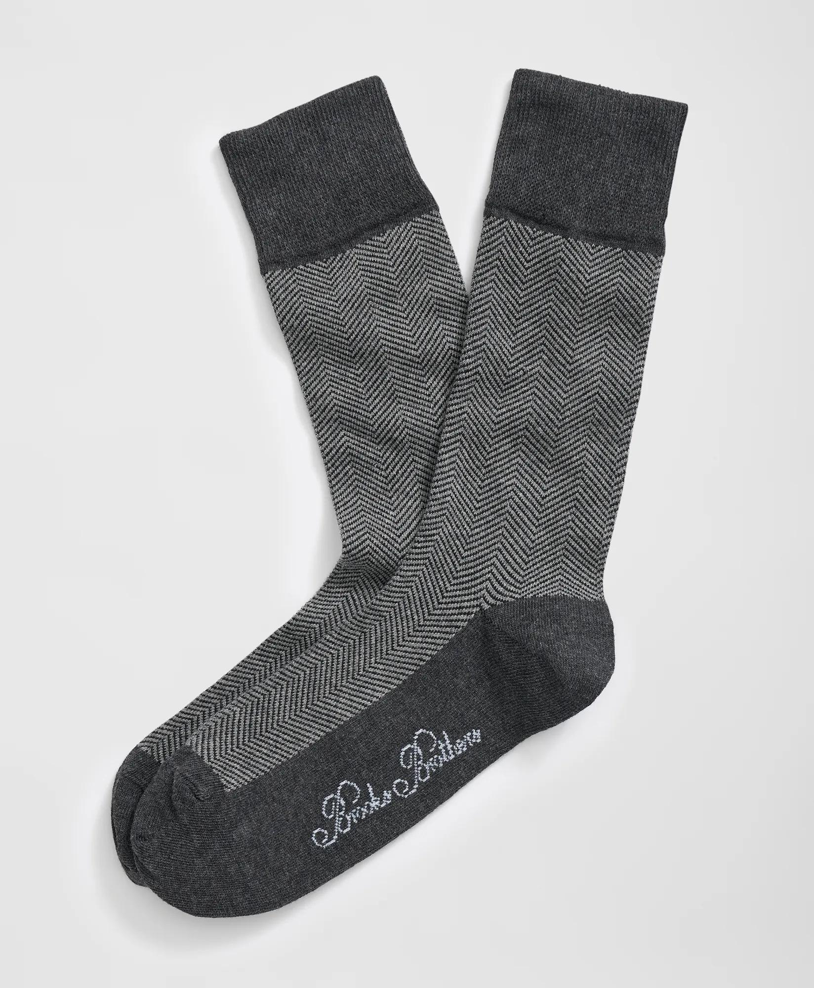 Cotton Blend Herringbone Socks, image 1