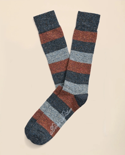Silk Cotton Blend Striped Socks