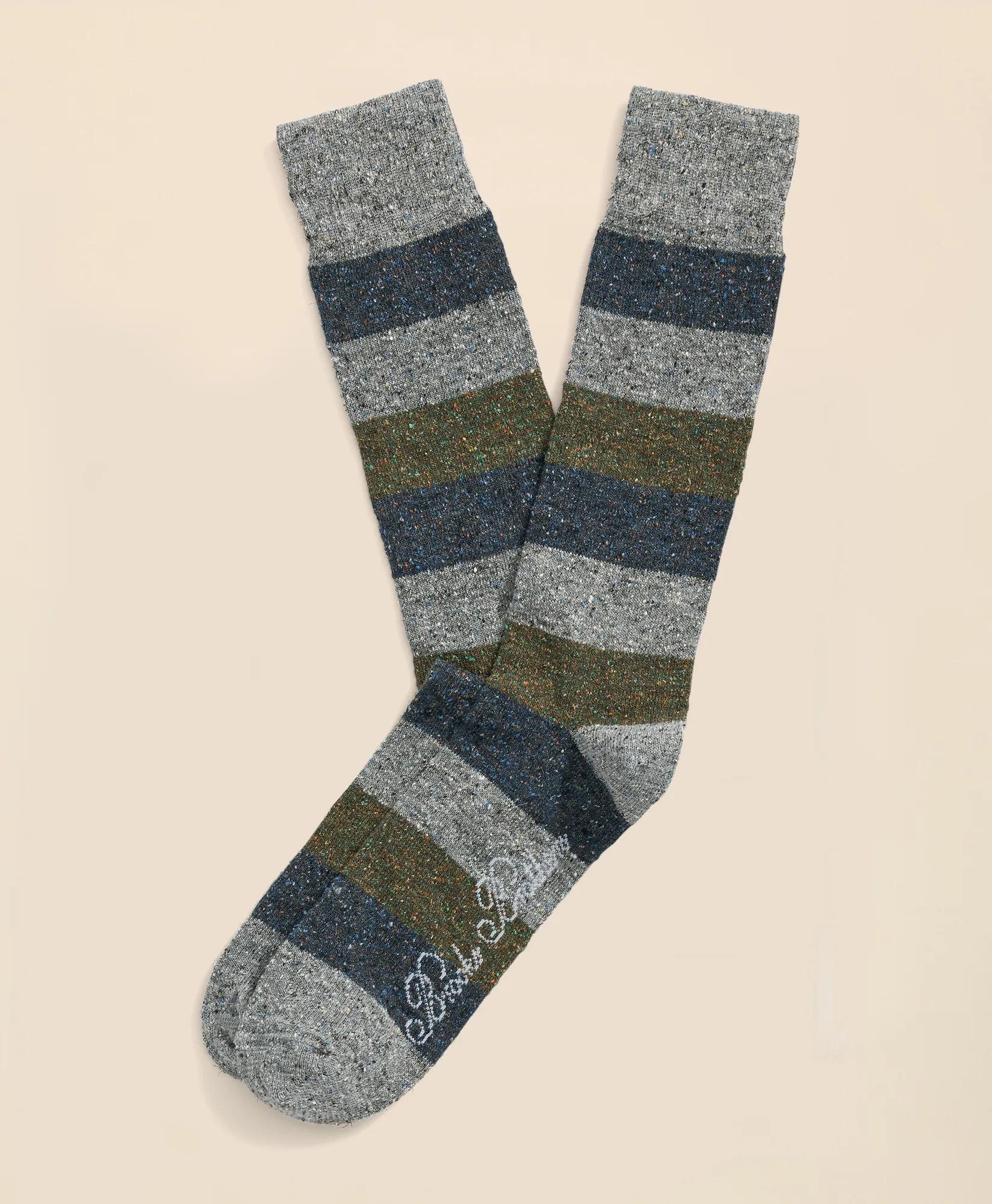 Silk Cotton Blend Striped Socks, image 1