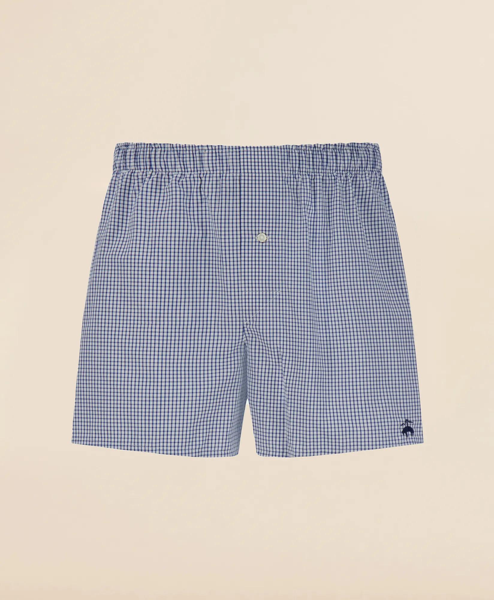 Slim Fit Cotton Broadcloth Check Boxers, image 1
