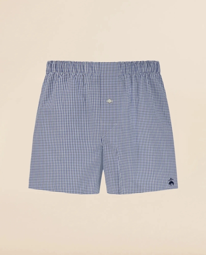 Slim Fit Cotton Broadcloth Check Boxers, image 1