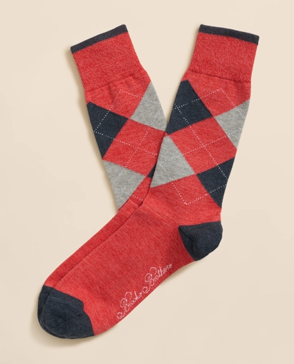 Cotton Blend Marled Argyle Socks
