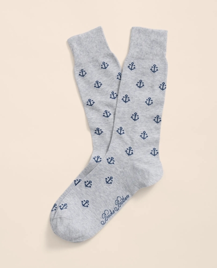 Cotton Blend Anchor Motif Socks