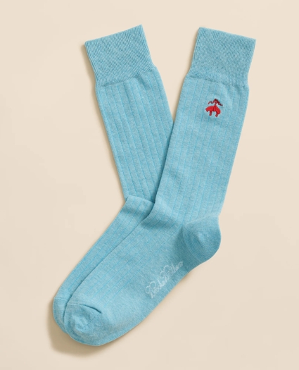 Cotton Blend Ribbed Socks with Embroidered Golden Fleece®
